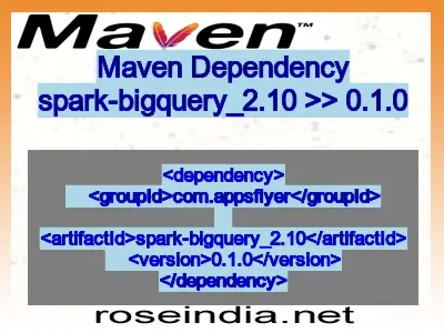 Maven dependency of spark-bigquery_2.10 version 0.1.0