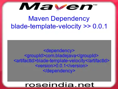 Maven dependency of blade-template-velocity version 0.0.1