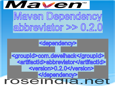 Maven dependency of abbreviator version 0.2.0
