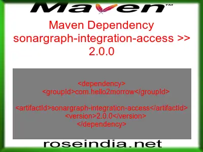 Maven dependency of sonargraph-integration-access version 2.0.0