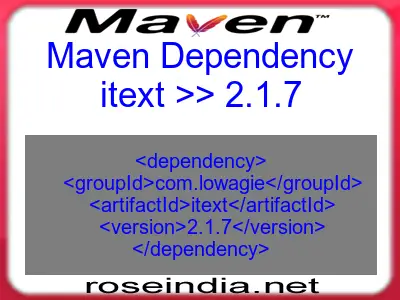Maven dependency of itext version 2.1.7