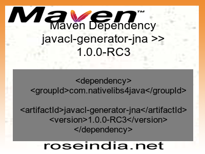 Maven dependency of javacl-generator-jna version 1.0.0-RC3