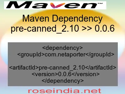 Maven dependency of pre-canned_2.10 version 0.0.6