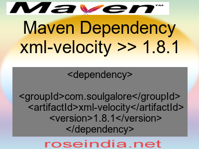 Maven dependency of xml-velocity version 1.8.1