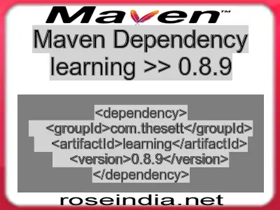 Maven dependency of learning version 0.8.9