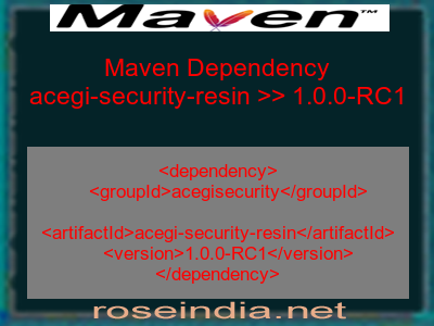 Maven dependency of acegi-security-resin version 1.0.0-RC1