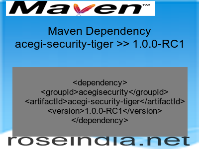 Maven dependency of acegi-security-tiger version 1.0.0-RC1