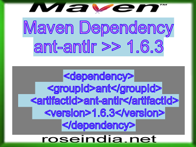 Maven dependency of ant-antlr version 1.6.3