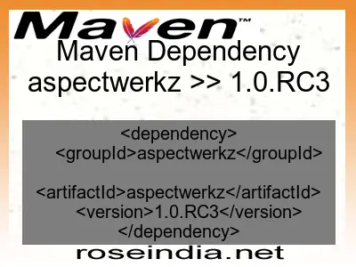 Maven dependency of aspectwerkz version 1.0.RC3