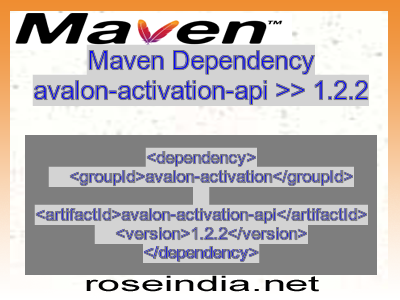 Maven dependency of avalon-activation-api version 1.2.2