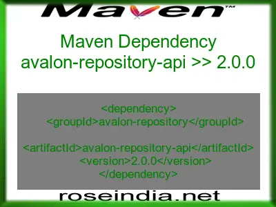 Maven dependency of avalon-repository-api version 2.0.0