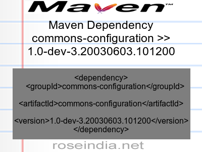 Maven dependency of commons-configuration version 1.0-dev-3.20030603.101200