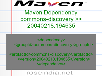 Maven dependency of commons-discovery version 20040218.194635