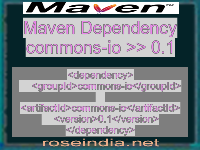 Maven dependency of commons-io version 0.1