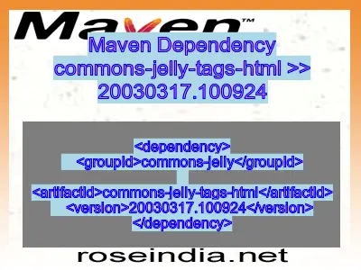 Maven dependency of commons-jelly-tags-html version 20030317.100924