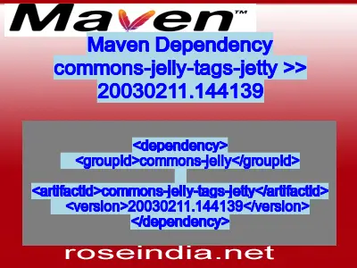 Maven dependency of commons-jelly-tags-jetty version 20030211.144139