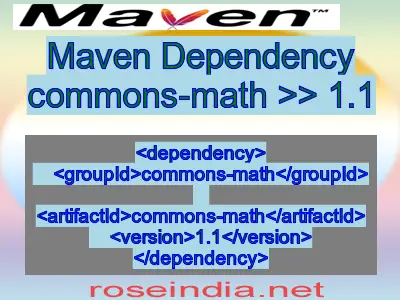 Maven dependency of commons-math version 1.1