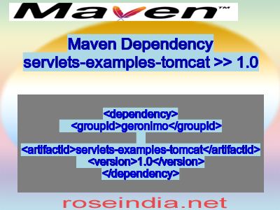 Maven dependency of servlets-examples-tomcat version 1.0