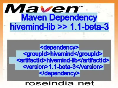 Maven dependency of hivemind-lib version 1.1-beta-3