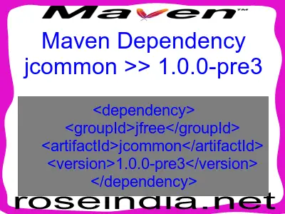 Maven dependency of jcommon version 1.0.0-pre3