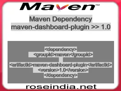 Maven dependency of maven-dashboard-plugin version 1.0