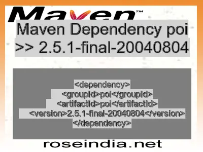 Maven dependency of poi version 2.5.1-final-20040804