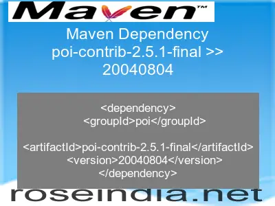 Maven dependency of poi-contrib-2.5.1-final version 20040804