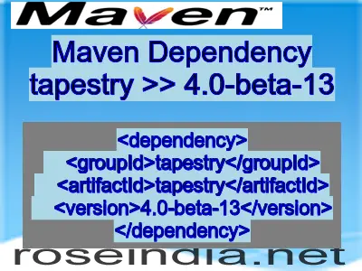 Maven dependency of tapestry version 4.0-beta-13