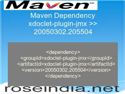 Maven dependency of xdoclet-plugin-jmx version 20050302.205504