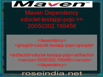 Maven dependency of xdoclet-testapp-pojo version 20050302.195456