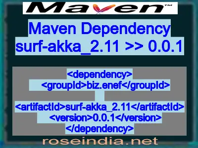 Maven dependency of surf-akka_2.11 version 0.0.1