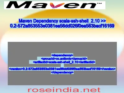 Maven dependency of scala-ssh-shell_2.10 version 0.2-572a853553e0381ea56dd026f0ea563bacf16169
