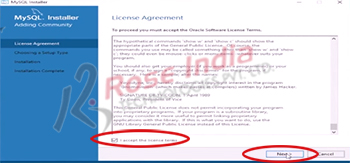 MySQL Installation on Windows 10 - Accept licence agreement