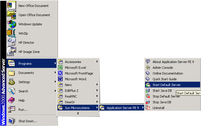 the application server,