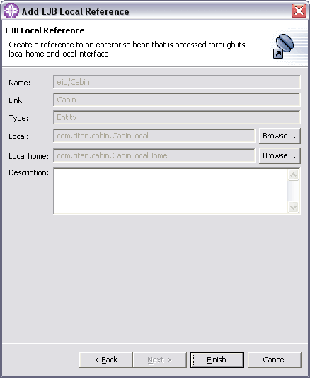 Add EJB Local Reference wizard