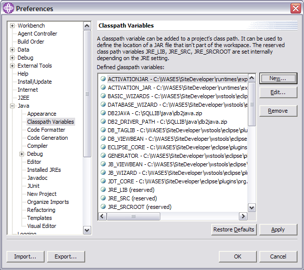 Classpath Variables