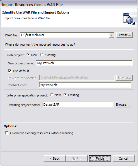 Import WAR File