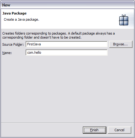 Type a name for the new package