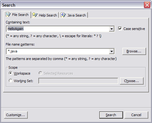 File Search Tab