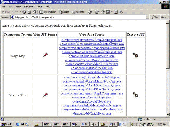 jsf image map example. The examples provided are: 1. Image Map 2. Menu or Tree 3. Repeater