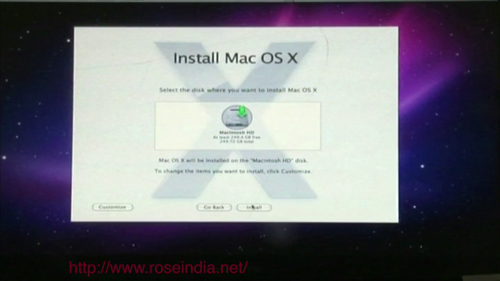 installation of Mac OS X