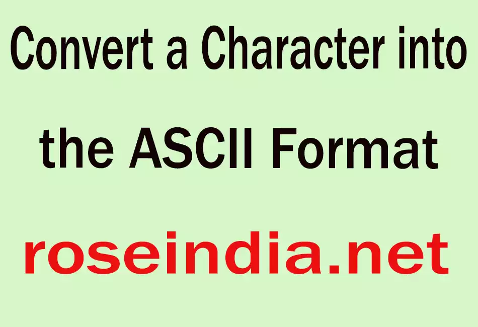 Convert a Character into the ASCII Format