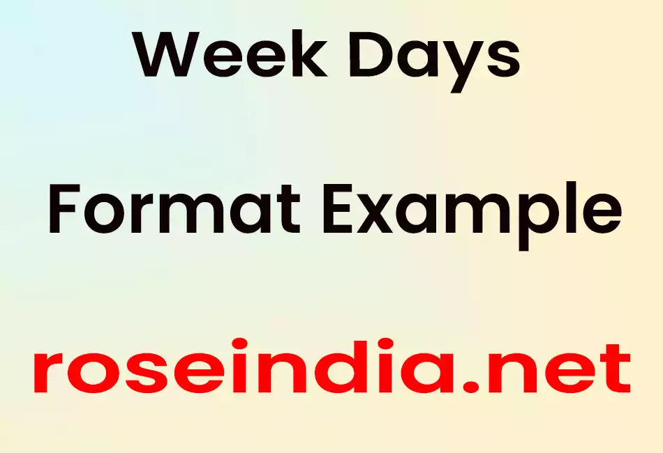 Week Days Format Example