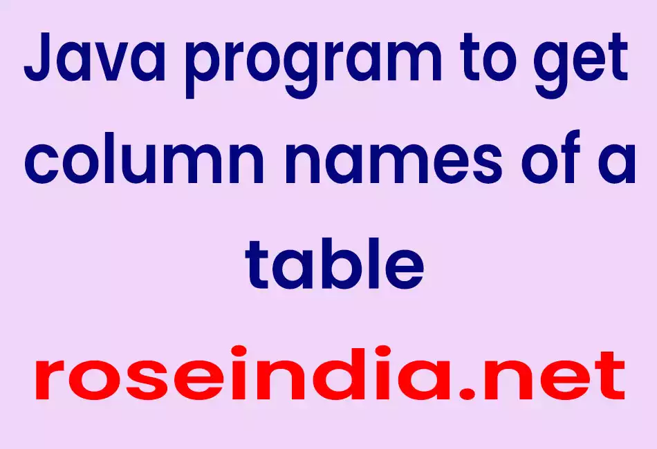 Java program to get column names of a table