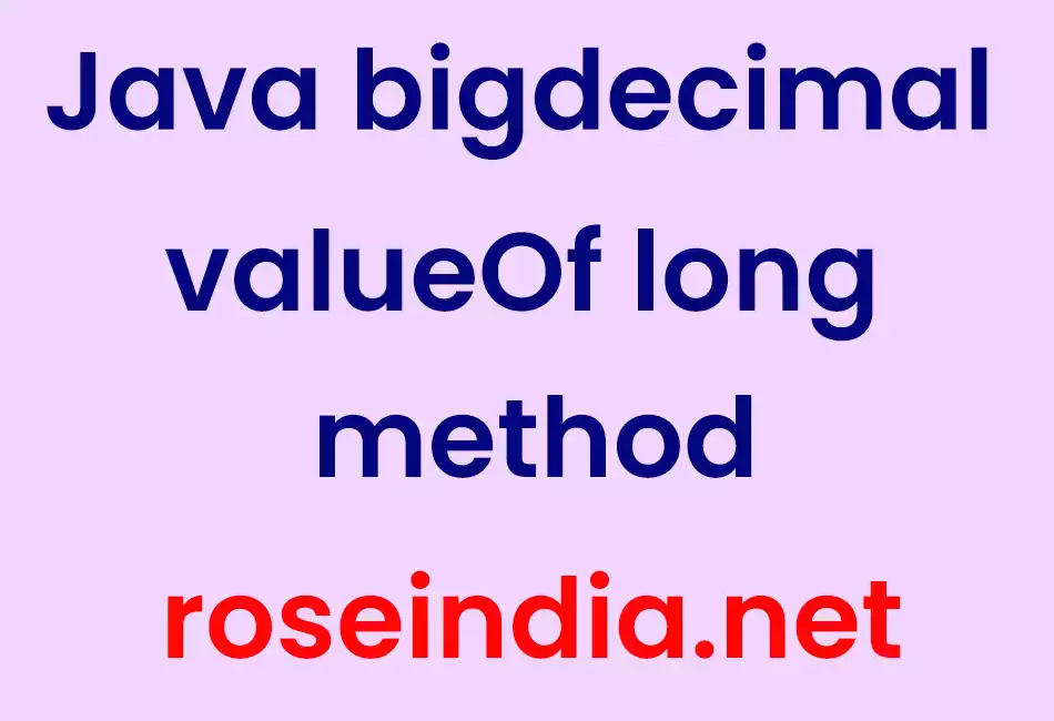 Java bigdecimal valueOf long method