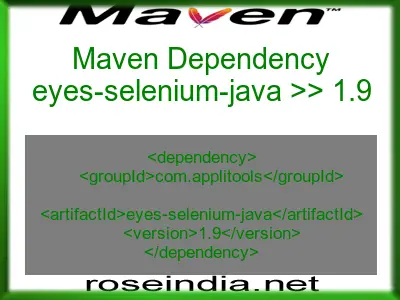 Maven dependency of eyes-selenium-java version 1.9