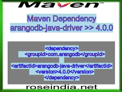 Maven dependency of arangodb-java-driver version 4.0.0