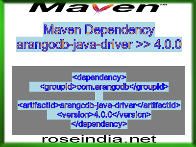 Maven dependency of arangodb-java-driver version 4.0.0