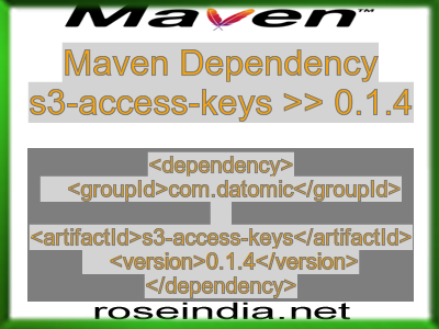 Maven dependency of s3-access-keys version 0.1.4