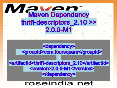 Maven dependency of thrift-descriptors_2.10 version 2.0.0-M1